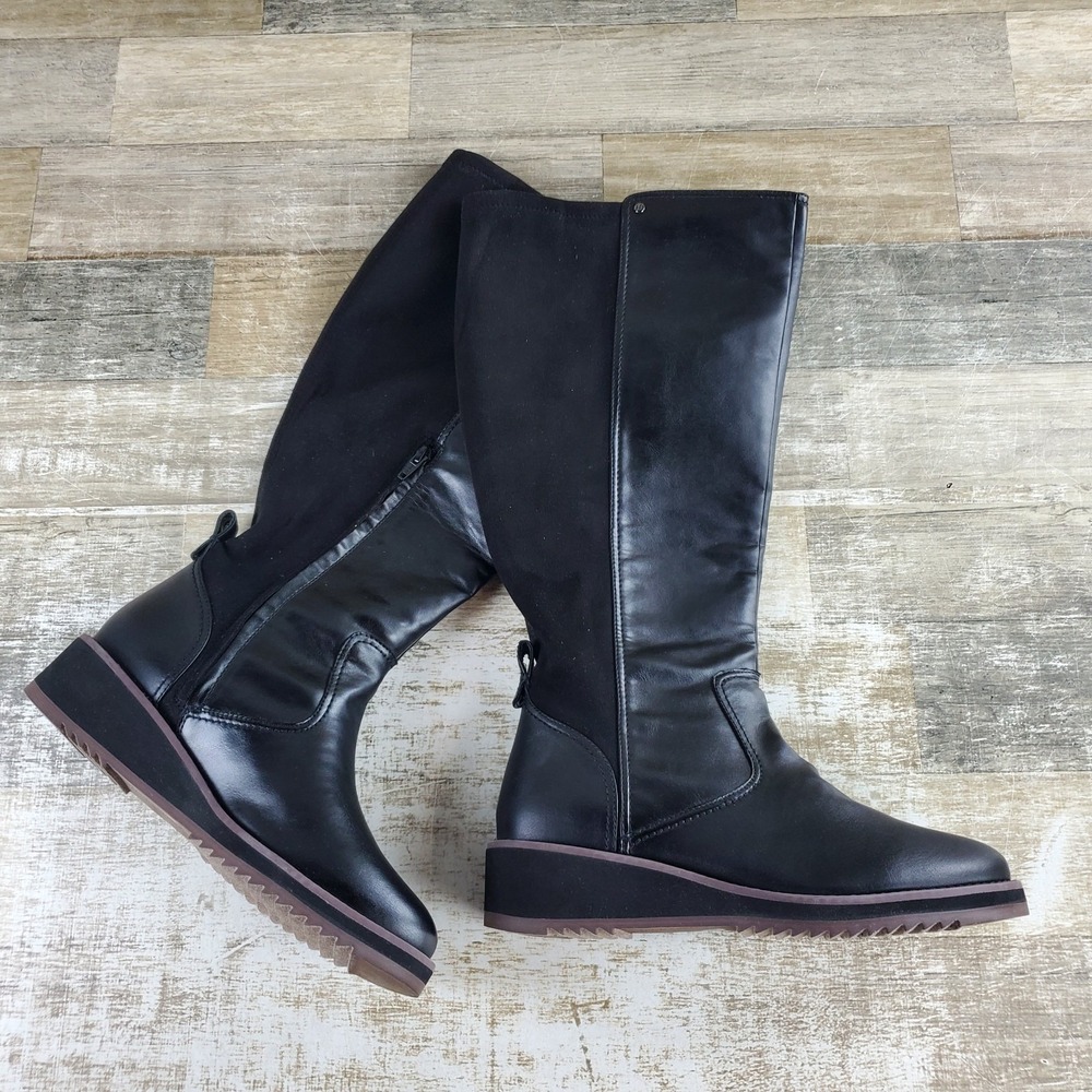 Hush Puppies Madi Womens Riding Boot Sz 8 Black Side Zip Round Toe